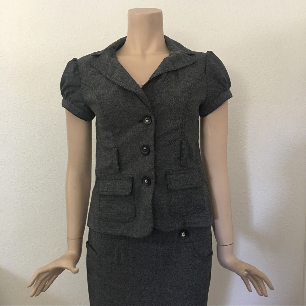 Summer short sleeves blazer skirt set