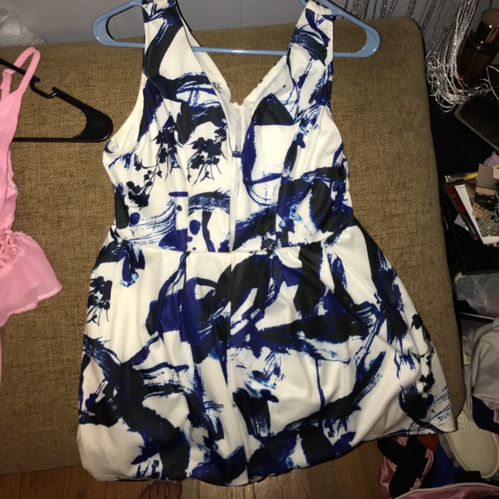 Blue and white ROMPER NEVER WORN