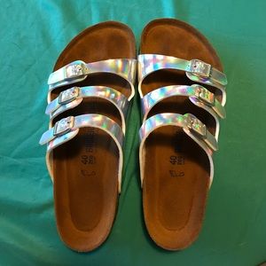 Holographic Birkenstock Sandals