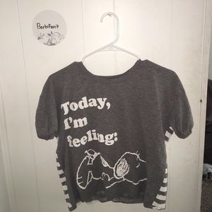 print contrast crop top