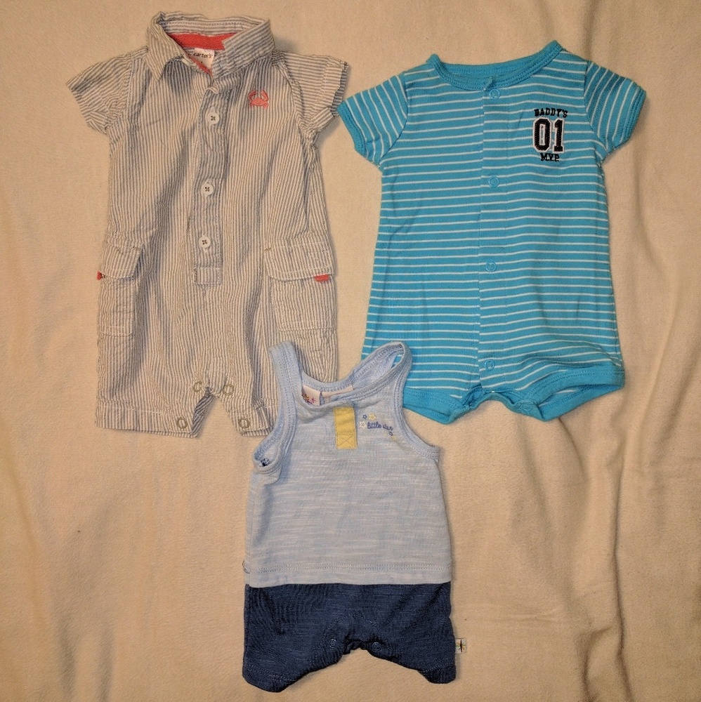 Lot of 3 Newborn Boys Rompers