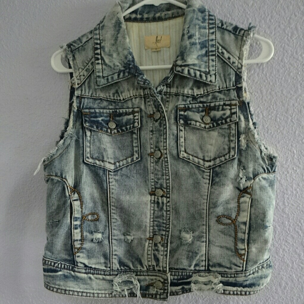 Forever 21 Ripped Jean Vest