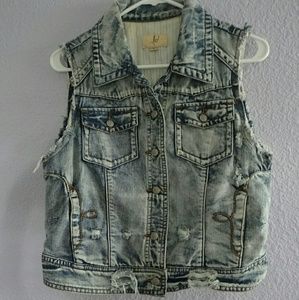 Forever 21 Ripped Jean Vest