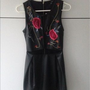Leather embroidered dress