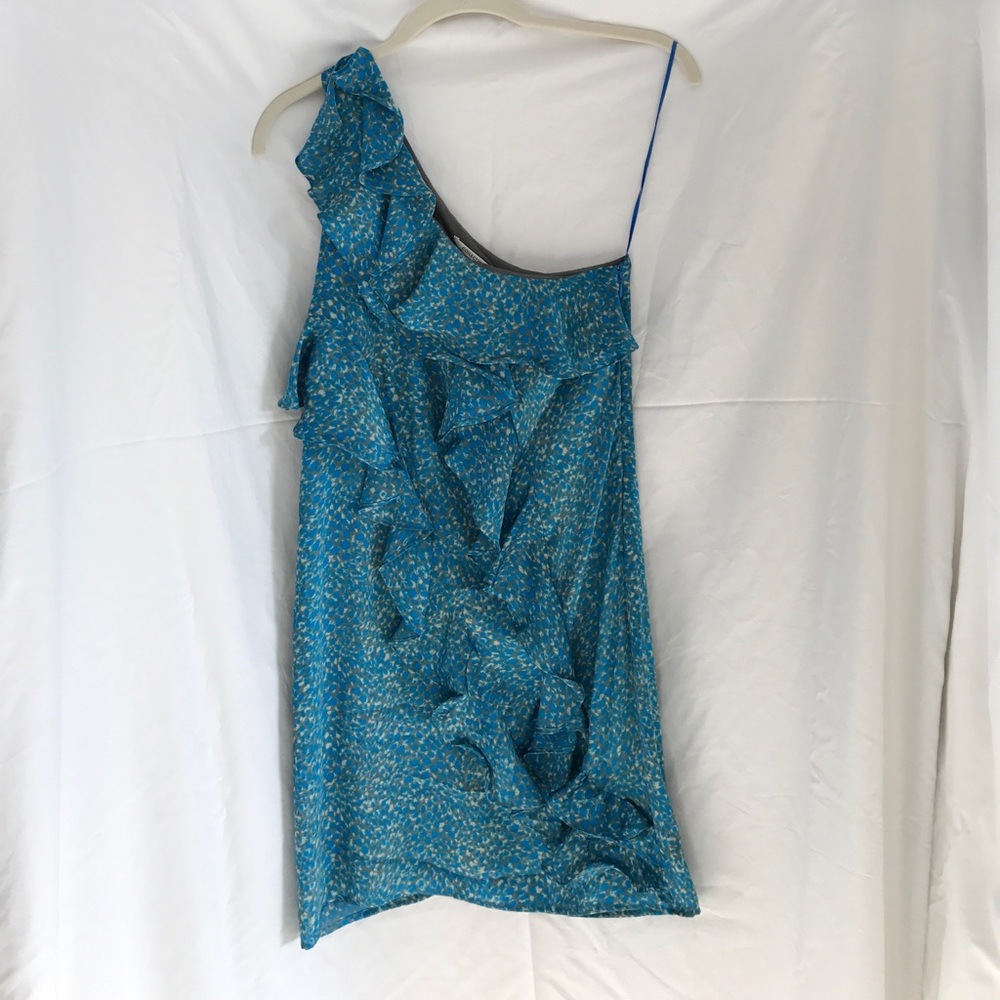 Multi-color blue one shoulder mini dress