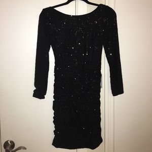 Aidan long sleeve black sequin mini dress size 0
