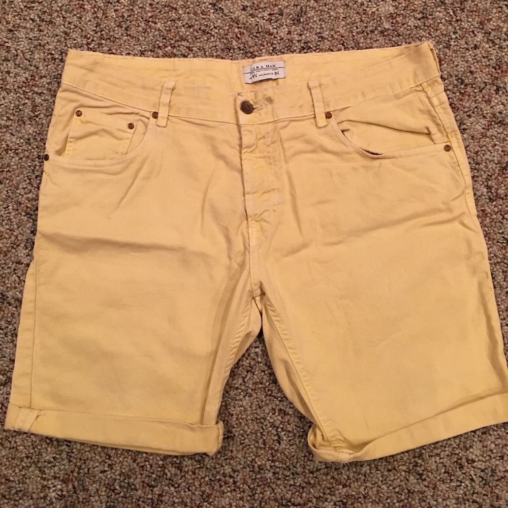 Yellow Zara denim shorts