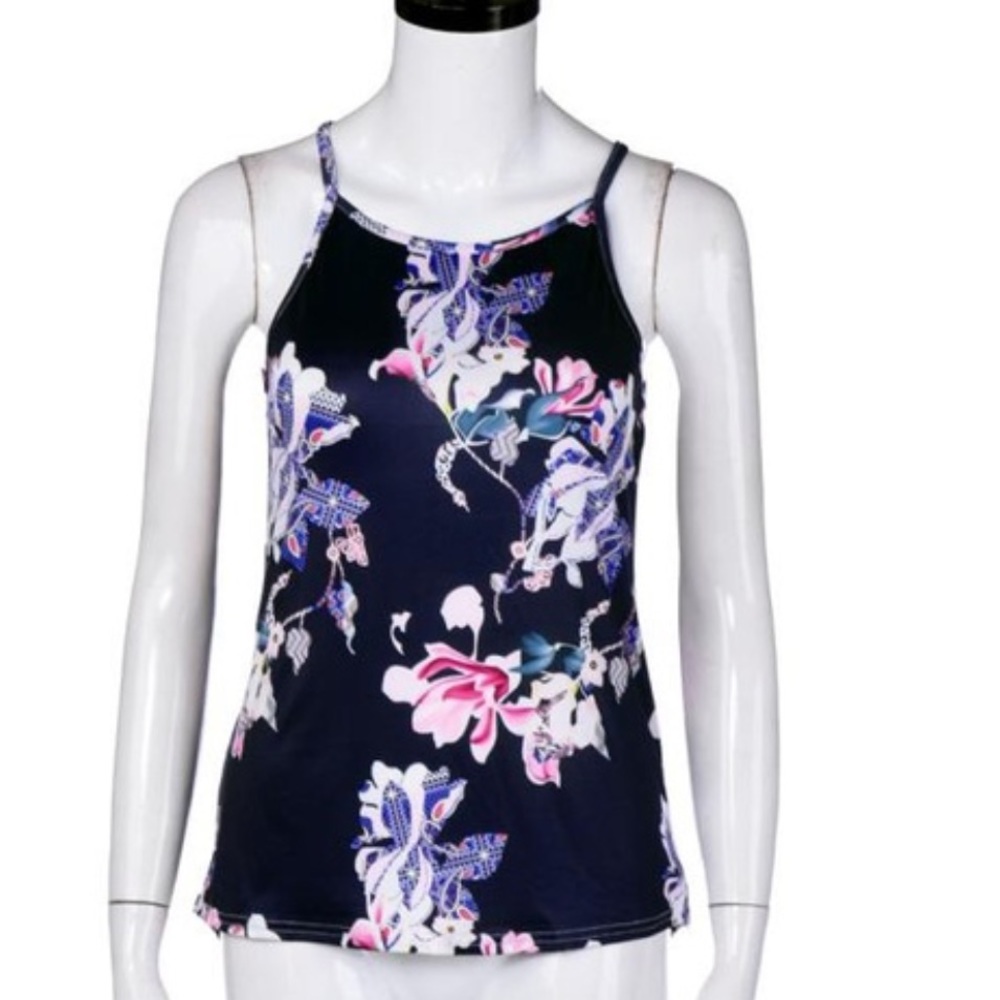 Plus Floral Navy Tank Top - Picture 2 of 7