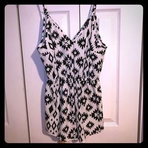 Black and white printed romper