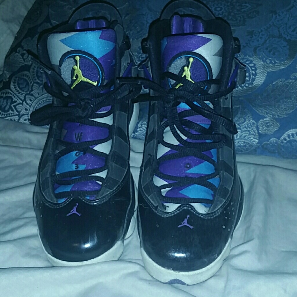 -SOLD-Jordans black,green,purple colored