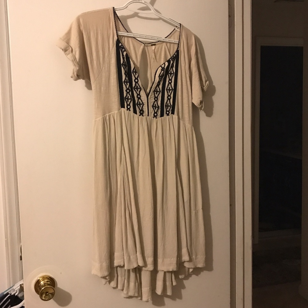 free people beige embroidered flowy dress
