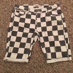 Denim checkered shorts