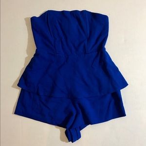 WYLDR for Topshop Strapless Blue Perplum Romper