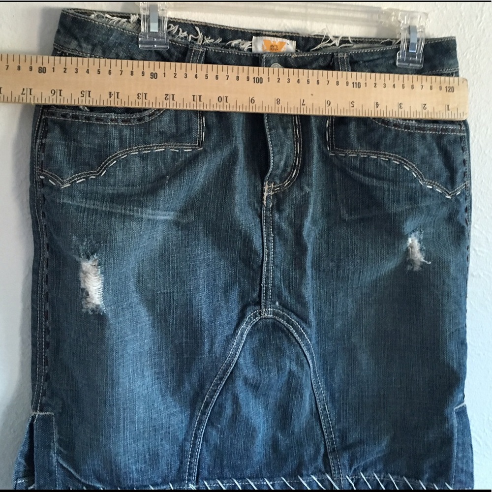 Distressed denim skirt 30 inch waist antik brand!