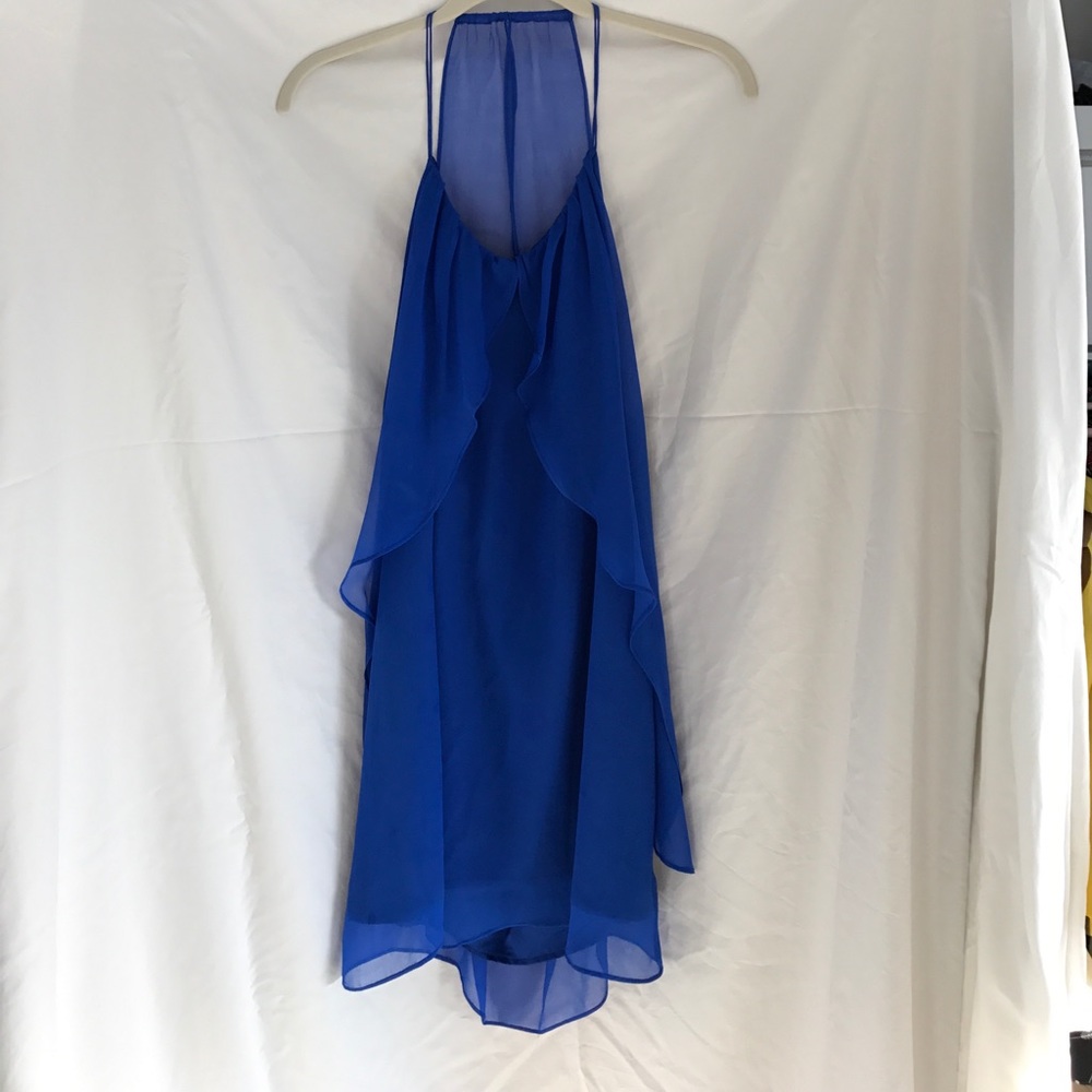 Gorgeous Bright Blue Silk/Chiffon Mini Dress