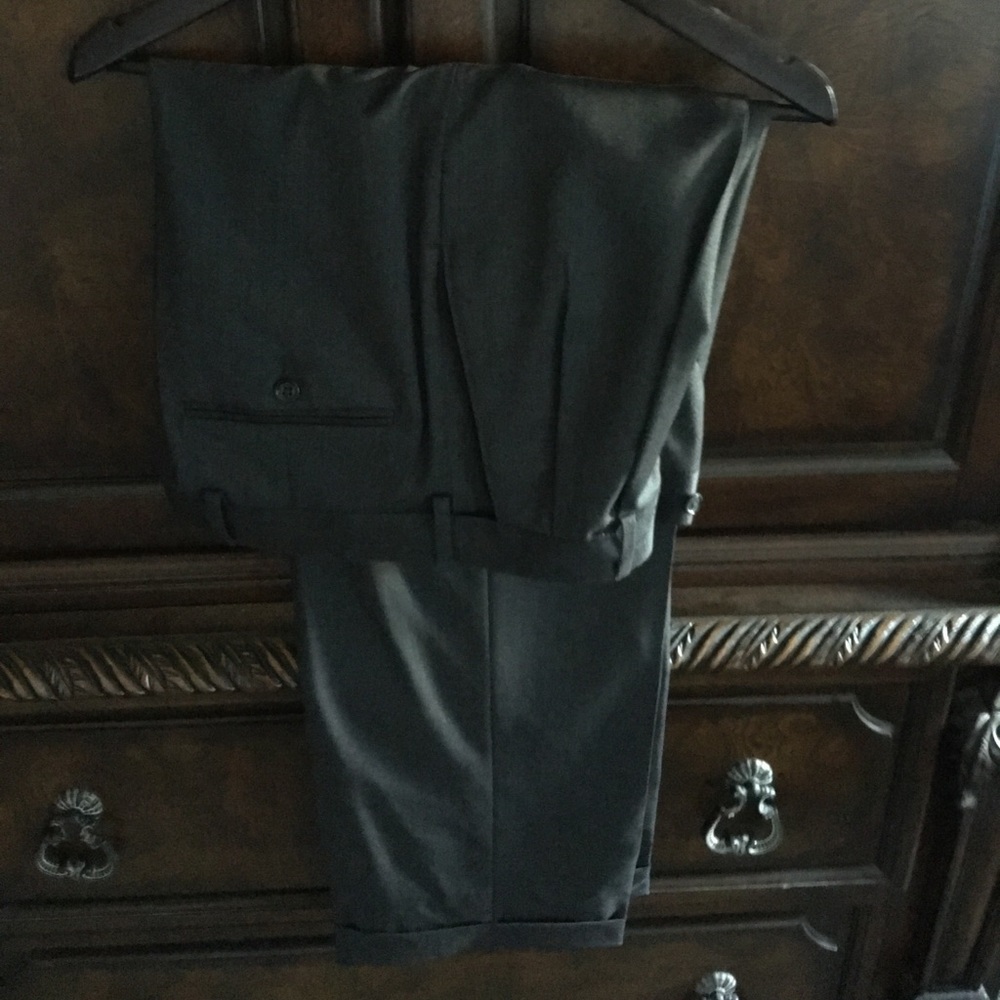 Men's dark gray suit pants