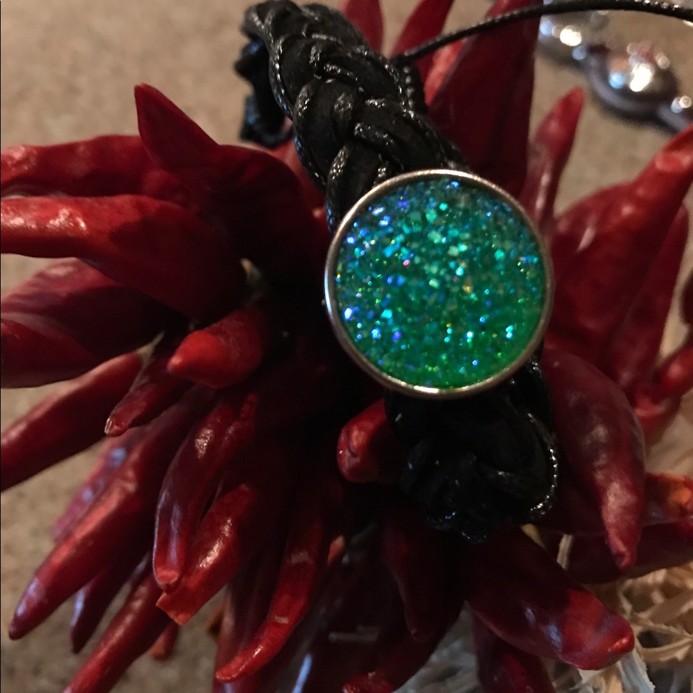 Braided leather Snap bracelet