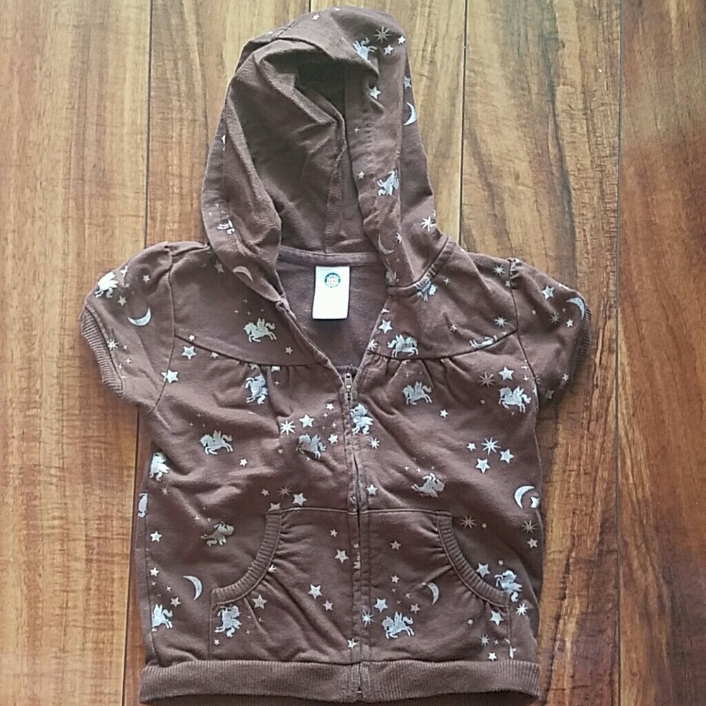 Kids short sleeved zipper hoodie