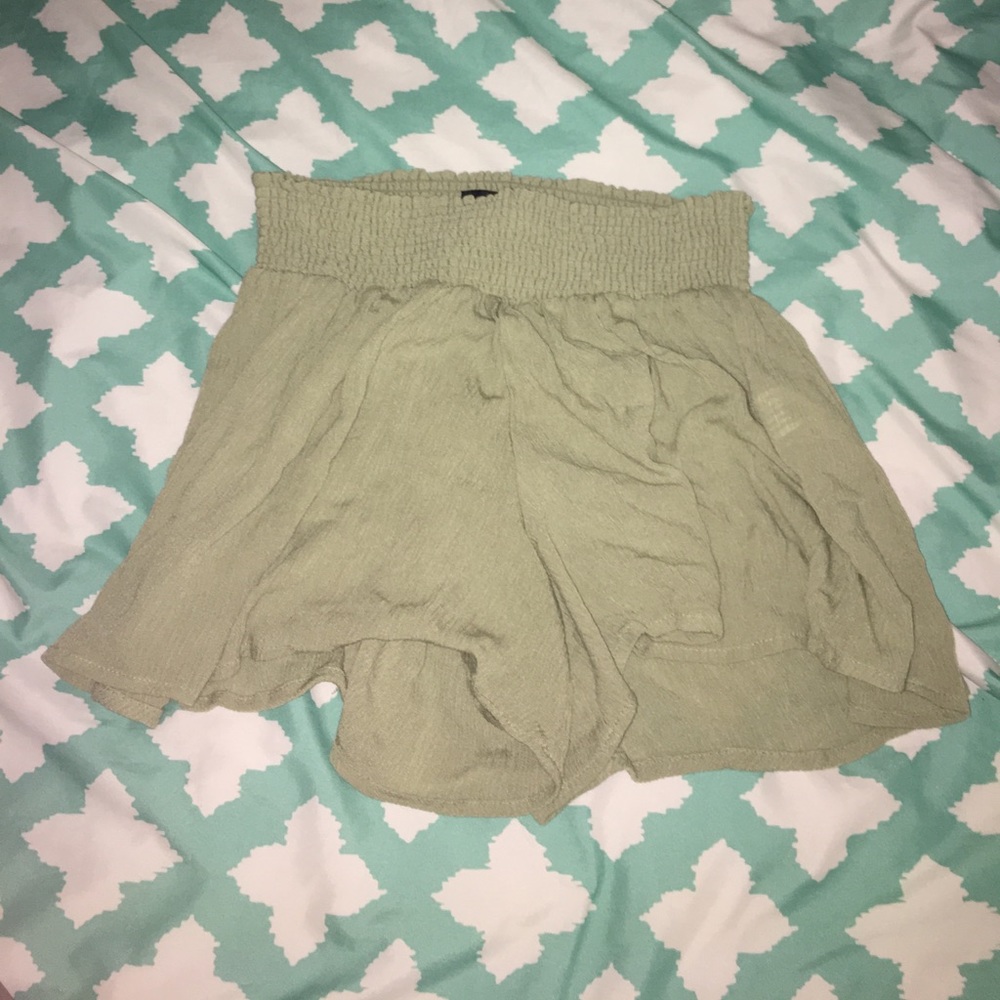 Olive Green Flowy Shorts