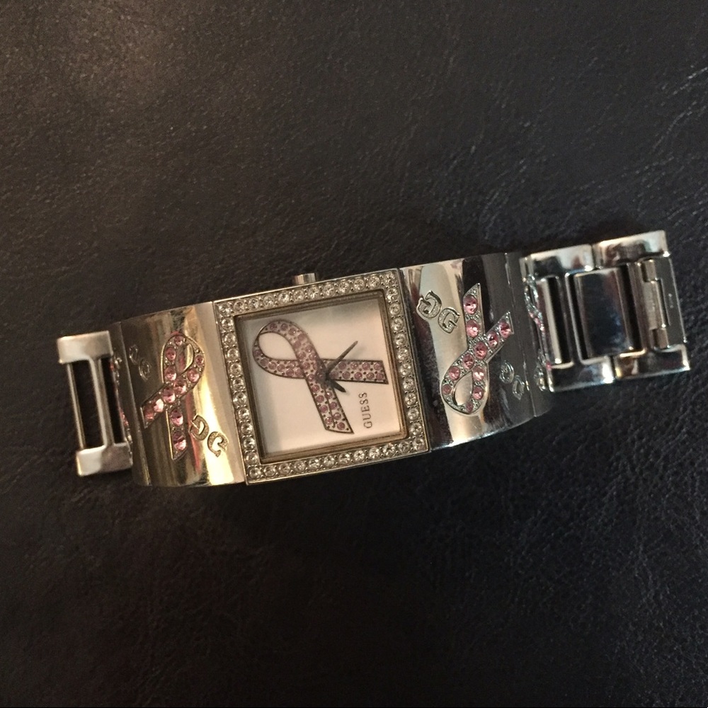 Guess silver breast cancer watch.