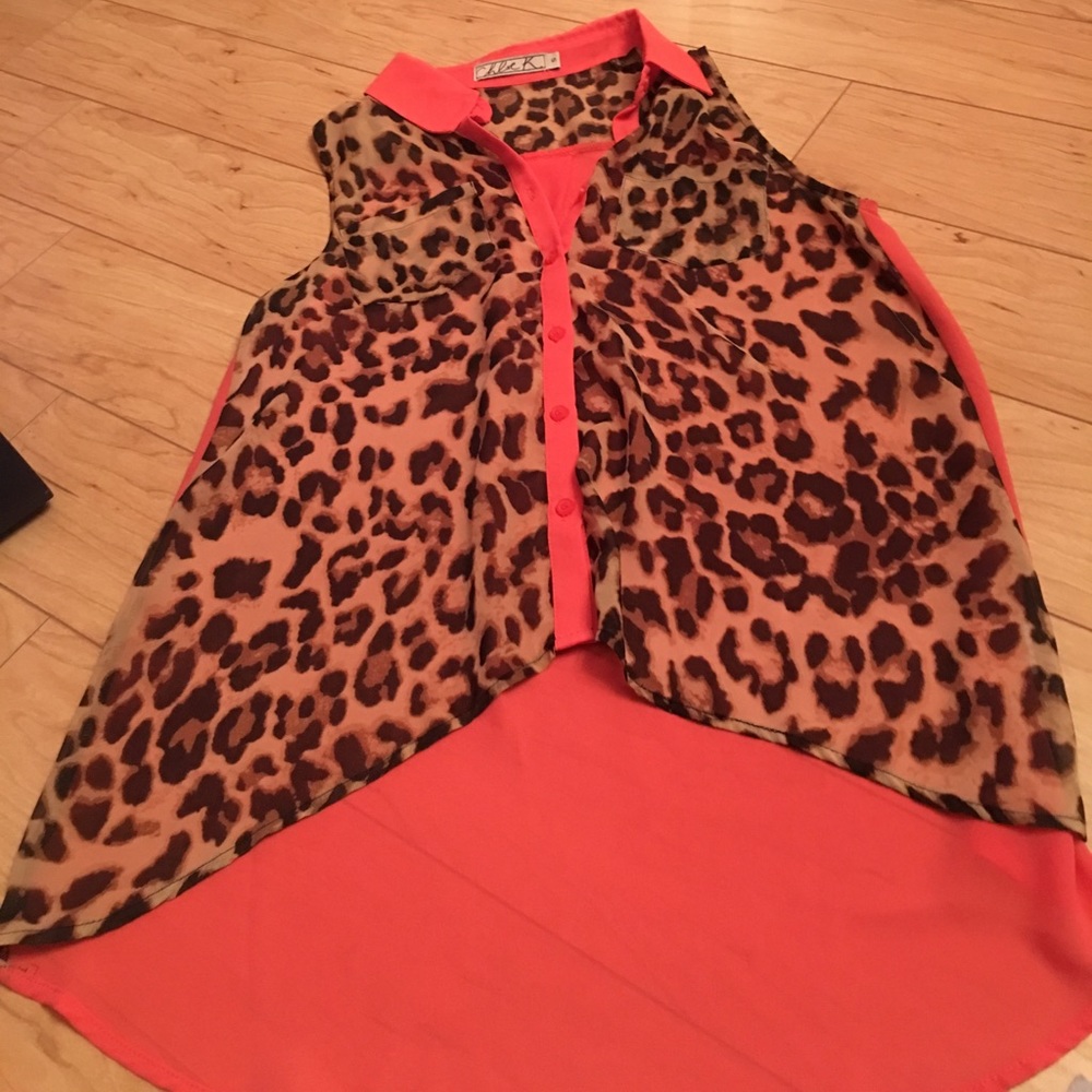 see through animal print blouse