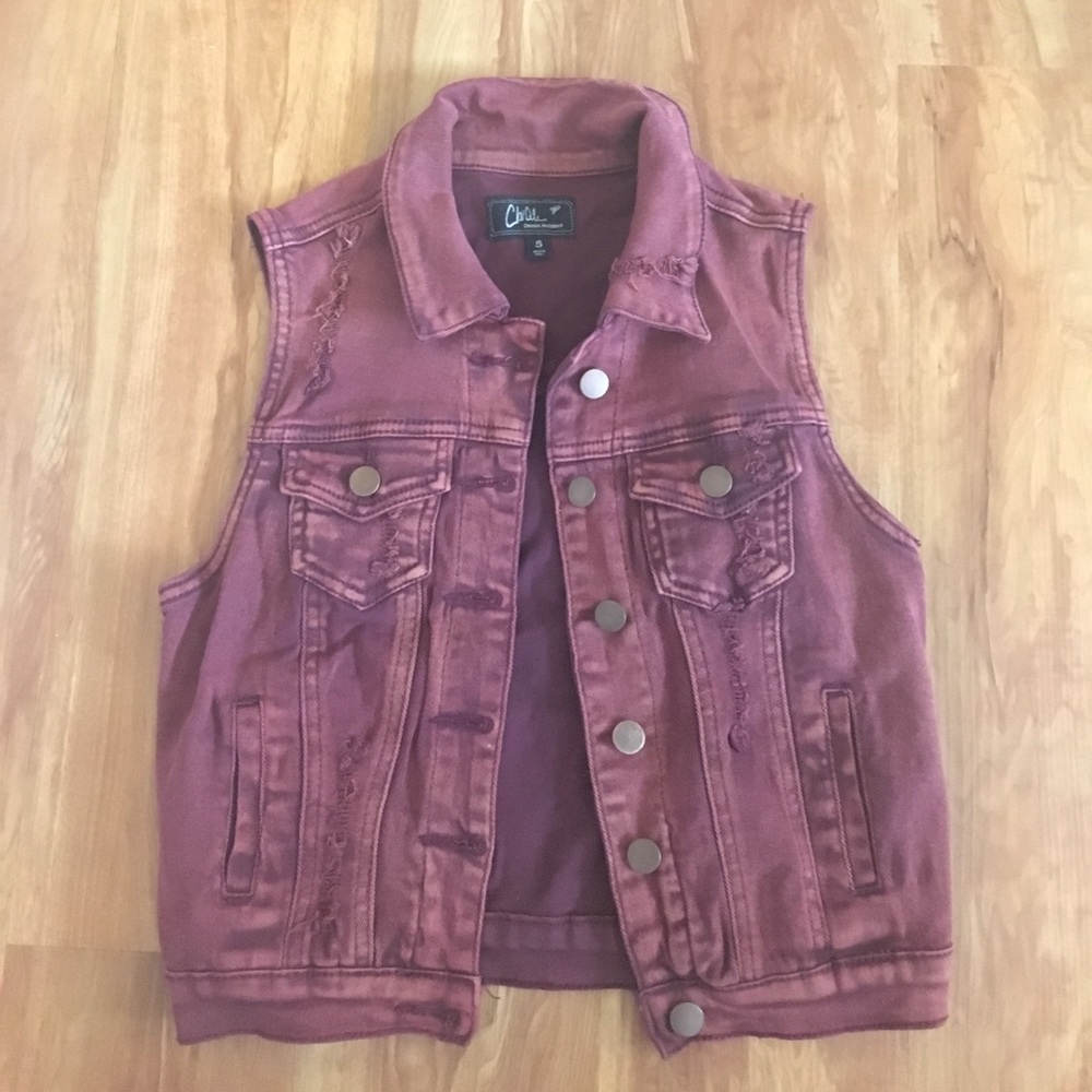 Maroon denim vest