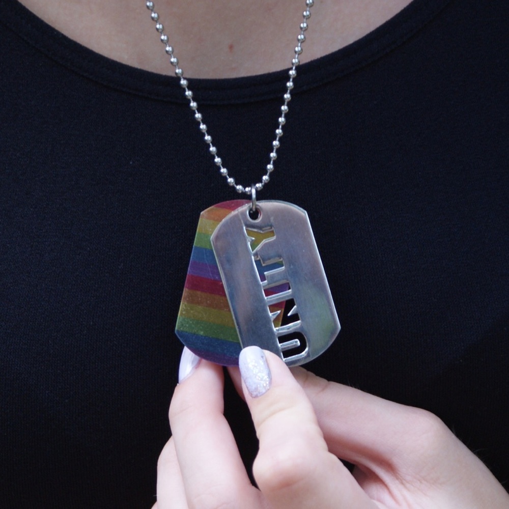 "UNITY" Dog-Tag Style LGBT Pride Rainbow Necklace