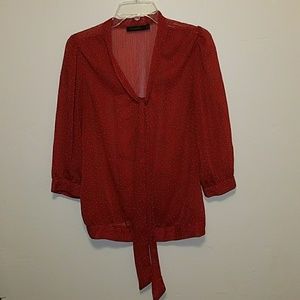 Red Polka Dot Mid-Sleeve Blouse