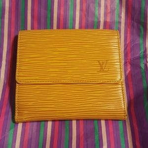 Authentic Elise wallet in yellow epi