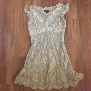 BEBE cream colored lace dress
