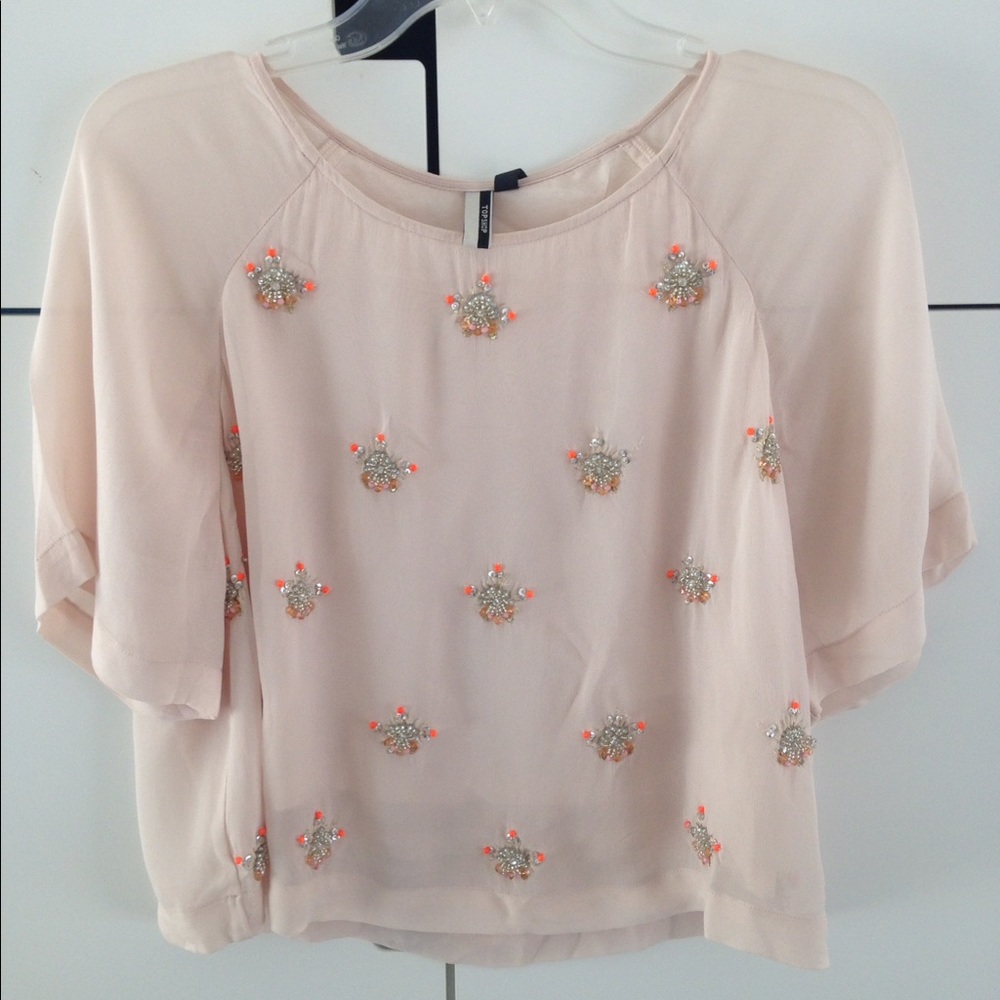 Pink beaded top from Topshop