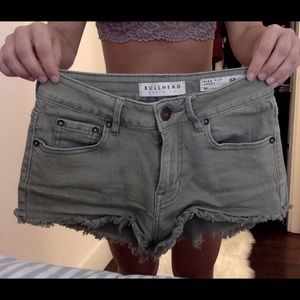 High rise army green shorts