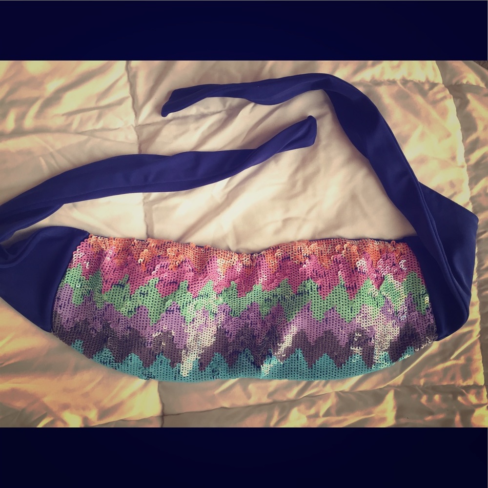 Sparkling bandeau bathing suit top