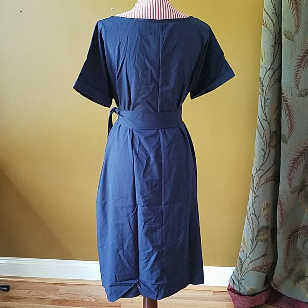 LAST ONE! Plus Size Navy Blue Belted Dress - Picture 3 of 3