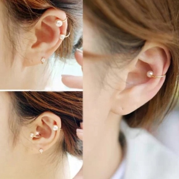 Jewelry - New Faux Pearl Ear Cuff- gold tone