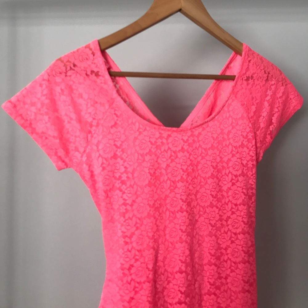 F21 Neon Pink Lace Dress