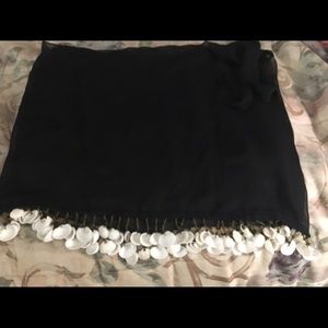 Black sarong bathing suit cover up with seashells