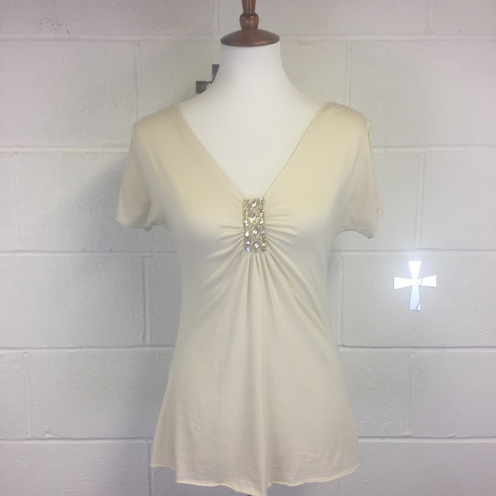 Express split short sleeve shirt Ivory SZ M