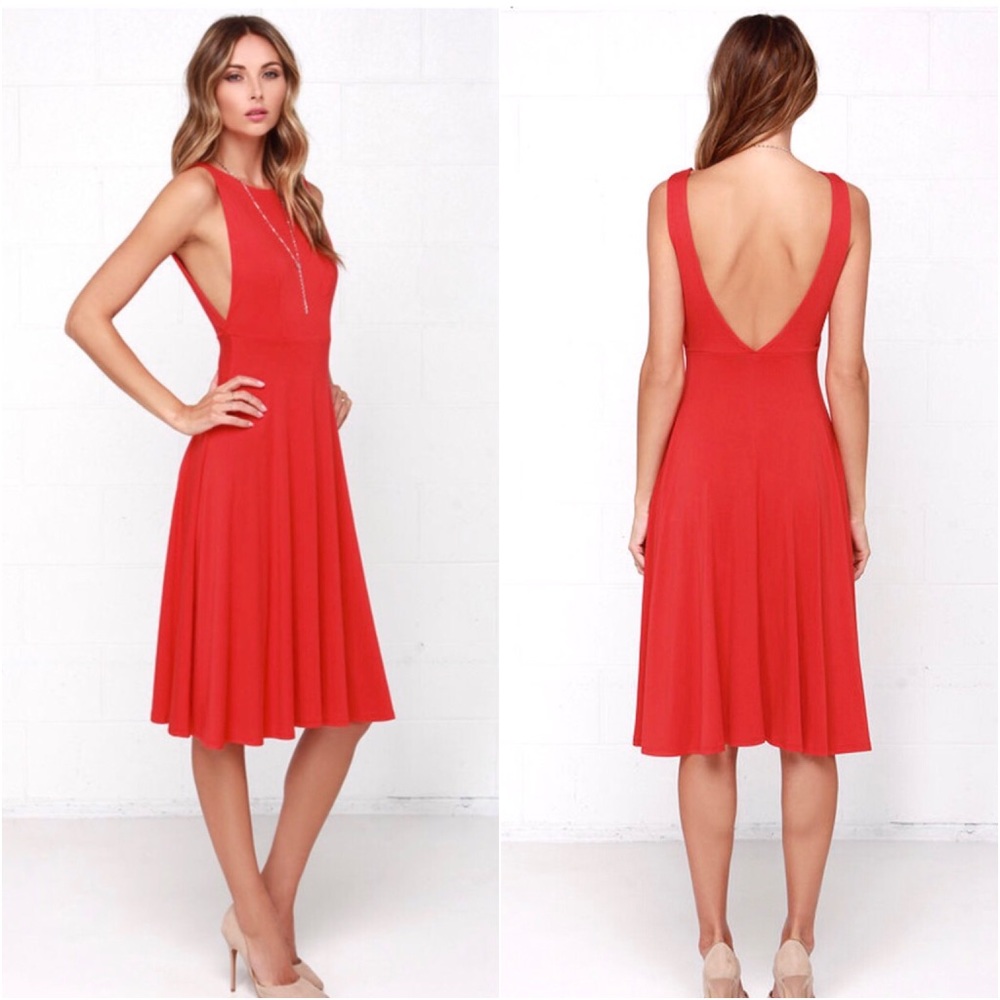 Lulu's Backless Jersey Midi Dress NWOT