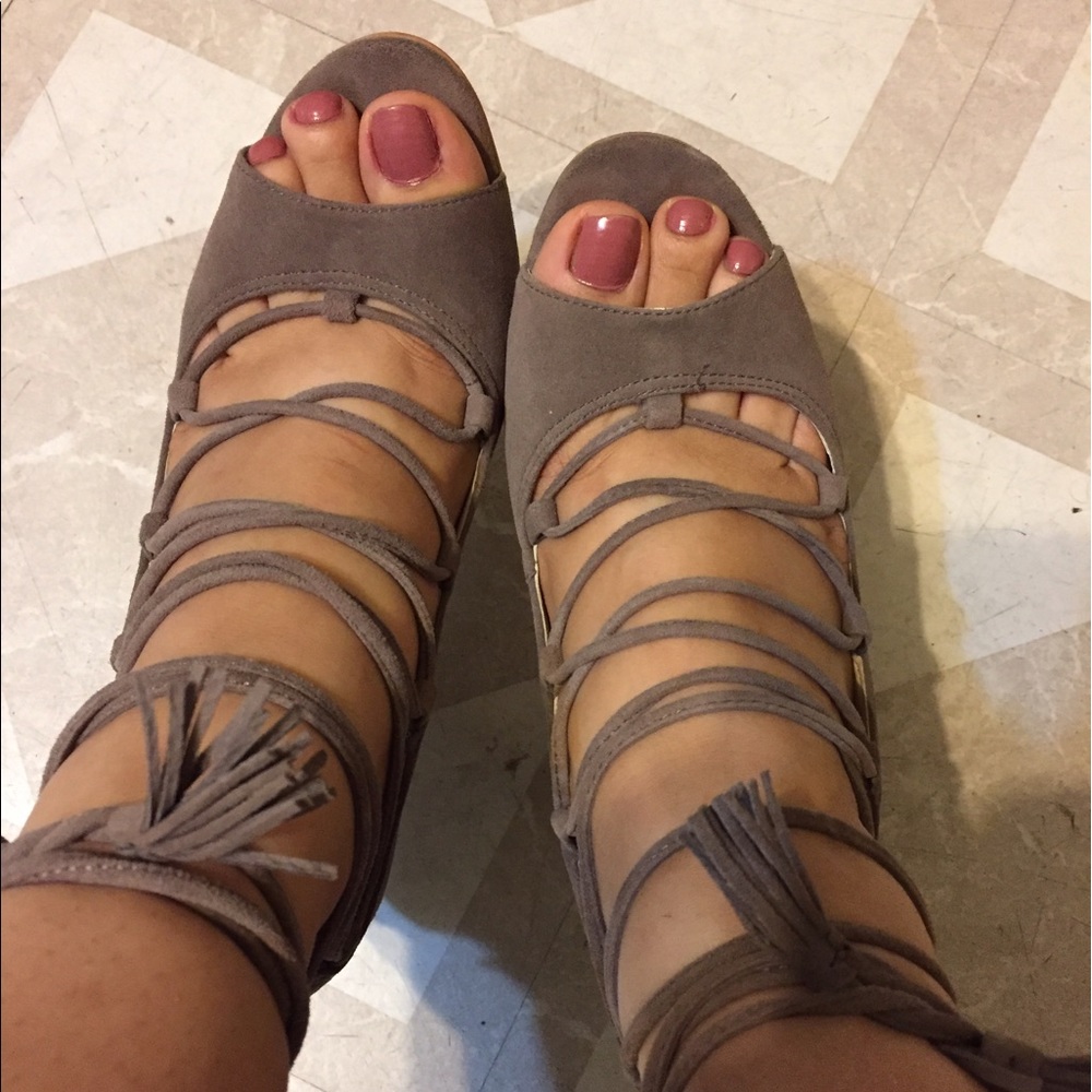 Olive green lace up heels