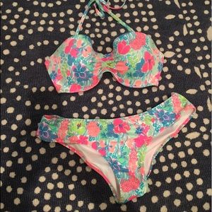 EUC Victoria's Secret floral swimsuit 34DD/L