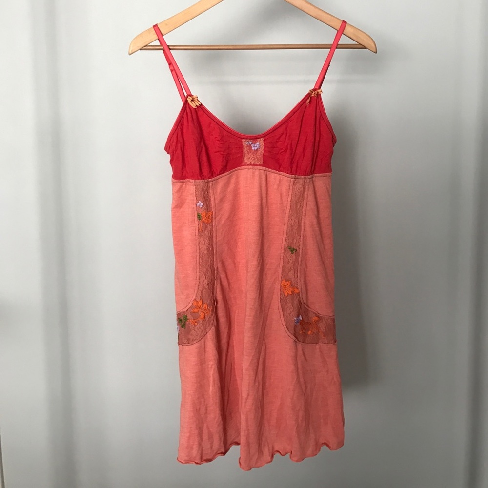 Free People Dress with Embroidered Flowers