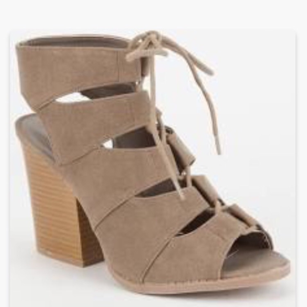 Qupid chunky lace up sandals