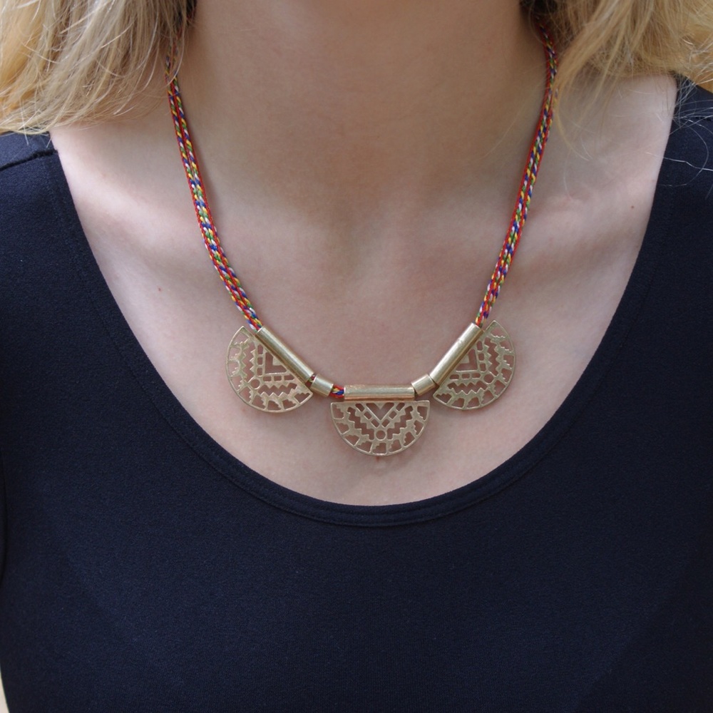 Geometric/Tribal Gold on Multi-Color Necklace