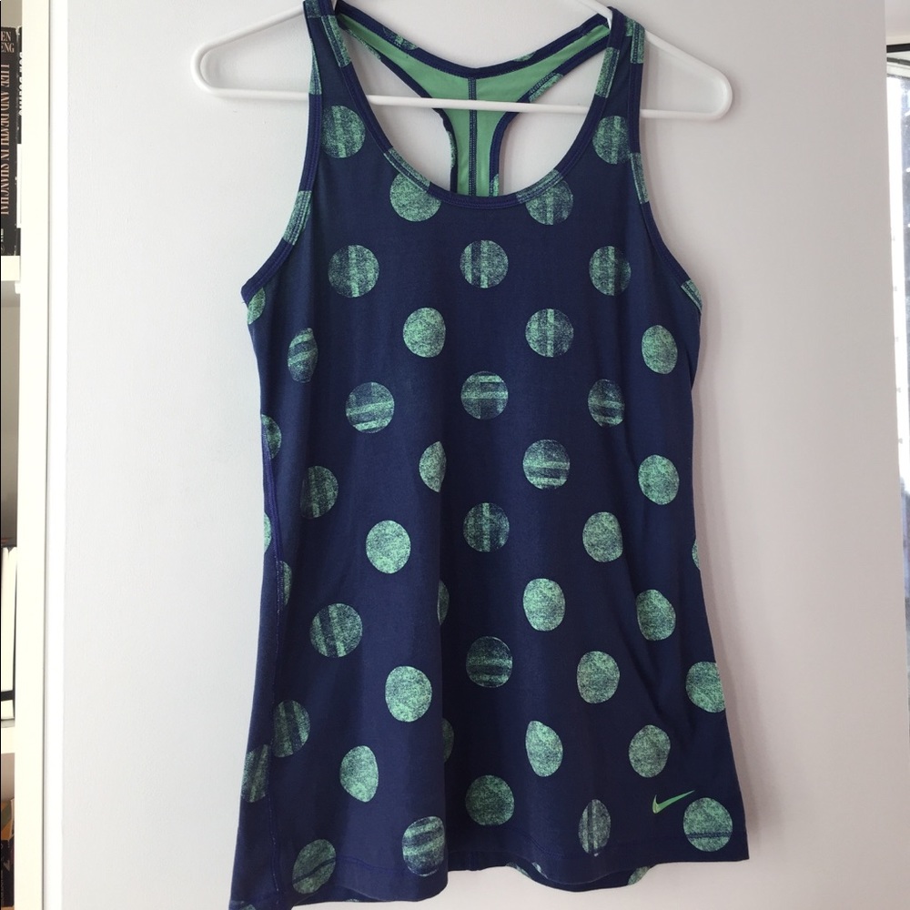 Nike Dri-fit navy with green polka dots work out