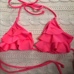 Hot coral SMALL ruffled swim suit top