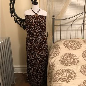 Venus Brown & Beige Strapless Dress