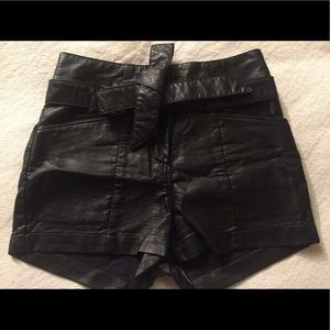 H&M black faux leather shorts
