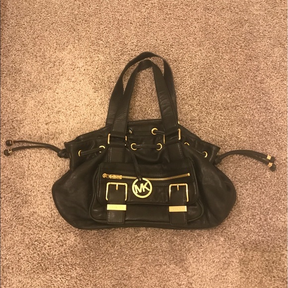 michael kors black soft leather handbag