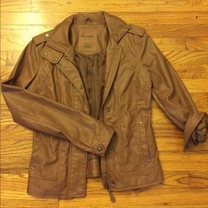 Brown pleather jacket.